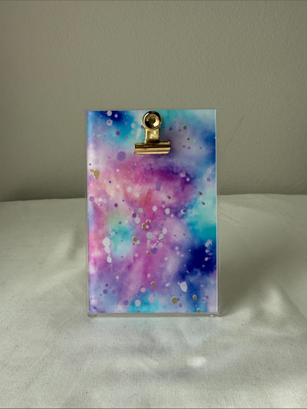 Galaxy Watercolor Acrylic Photo Frame with Gold Clip
